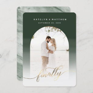 Save The Date Finalement Gold Script Hunter Arche verte encadrée