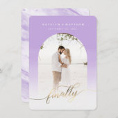 Save The Date Finalement Gold Script Lavender Archway encadré ph (Devant / Derrière)
