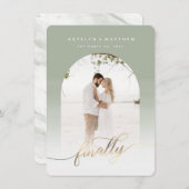 Save The Date Finalement Gold Script & Sage Archway Photo encadr (Devant / Derrière)