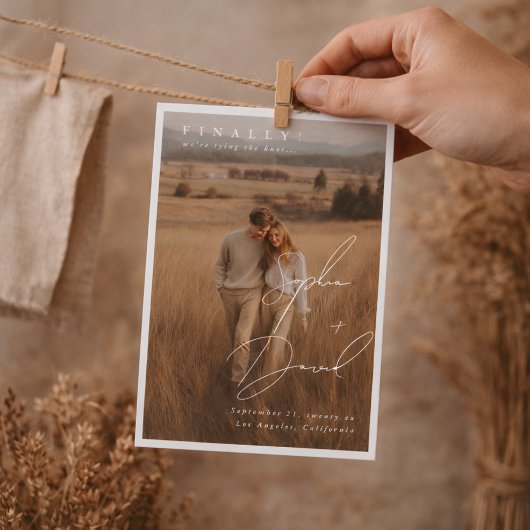 Save The Date Finally Script Elegant NAMES Photo Wedding