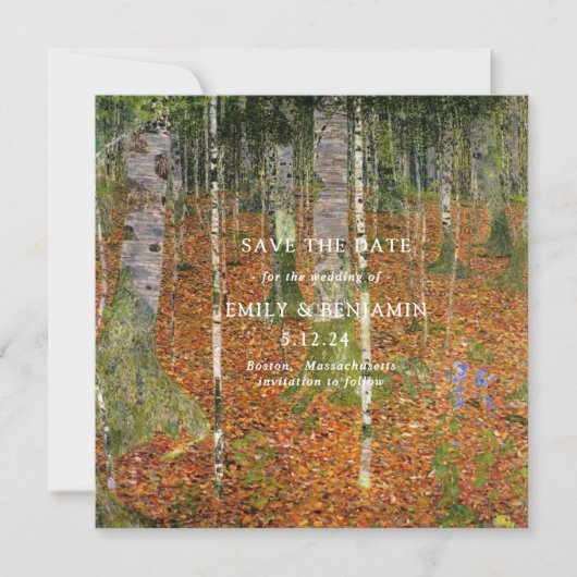 Save The Date Fine Art Gustav Klimt Forest Mariage naturel (Devant)