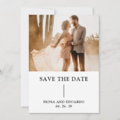 Save The Date Fiona Photo Gras Monogramme Mariage Moderne (Devant)