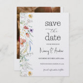 Save The Date Fiona Wildflower En Fleur Floral Shower Nuptial (Devant / Derrière)