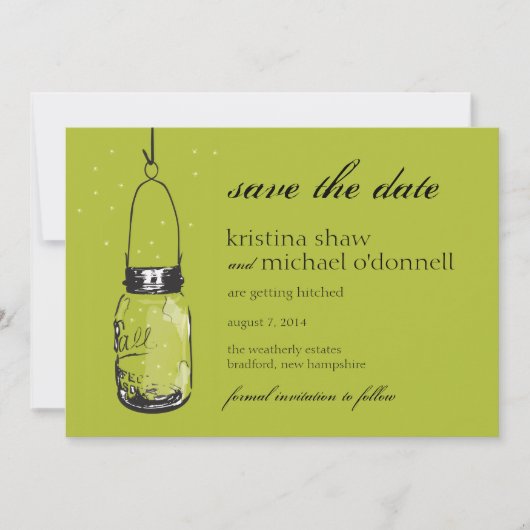 Save The Date Fireflies & Mason Jar Enregistrer la date (Devant)
