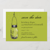 Save The Date Fireflies & Mason Jar Enregistrer la date (Devant / Derrière)