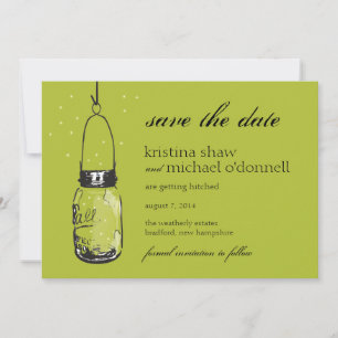 Save The Date Fireflies & Mason Jar Enregistrer la date