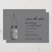 Save The Date Fireflies & Mason Jar Enregistrer la date (Devant / Derrière)