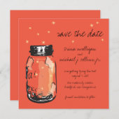Save The Date Fireflies & Mason Jar Enregistrer la date (Devant / Derrière)