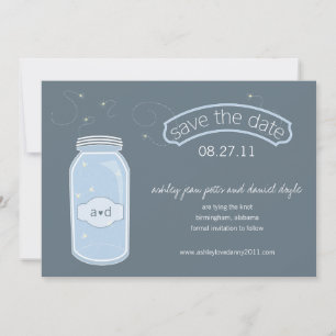 Save The Date Fireflies & Mason Jar Enregistrer la date