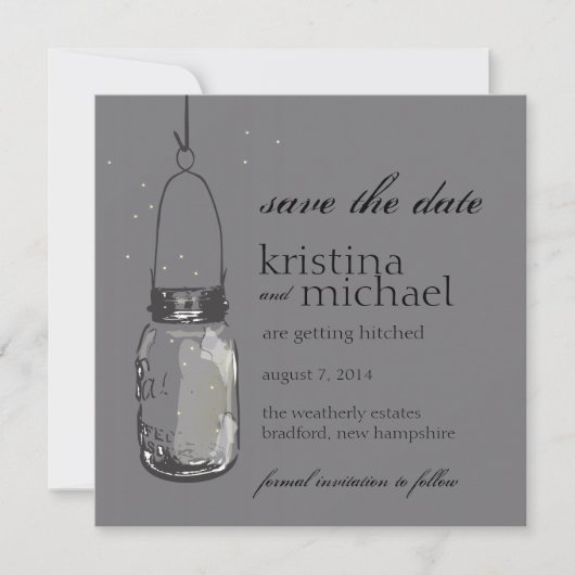 Save The Date Fireflies & Mason Jar Enregistrer la date (Devant)