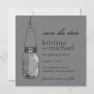 Save The Date Fireflies & Mason Jar Enregistrer la date