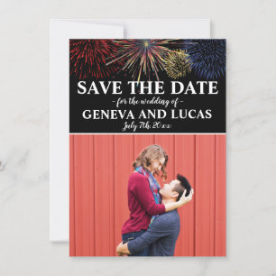Save The Date Fireworks Sky 4 juillet Mariage Enregistrer la dat
