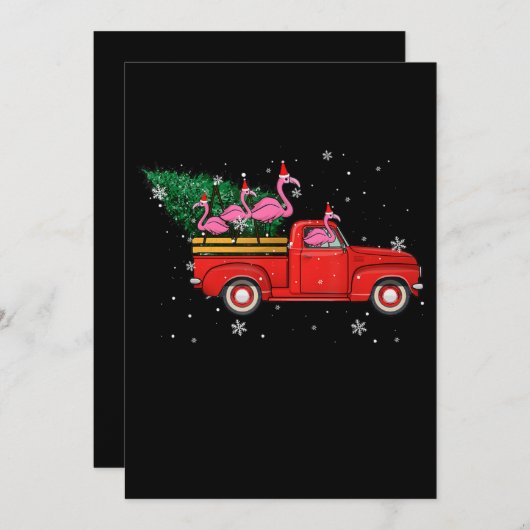 Save The Date Flamant rose équitation Camion Rouge Noël Noël Noë (Devant / Derrière)