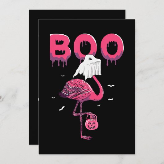Save The Date Flamant rose | Halloween Flamant rose Boo Ghost (Devant / Derrière)