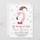 Save The Date Flamant rose kitsch fête de Noël Enregistrer la da (Devant)