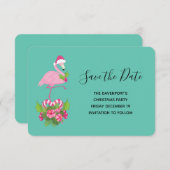 Save The Date Flamant rose rose à Santa Hat Noël Whimsical (Devant / Derrière)