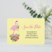 Save The Date Flamant rose rose à Santa Hat Noël Whimsical (Debout devant)