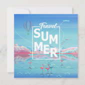 Save The Date Flamant rose, Voyage magique, Plage de mer tropica (Devant)