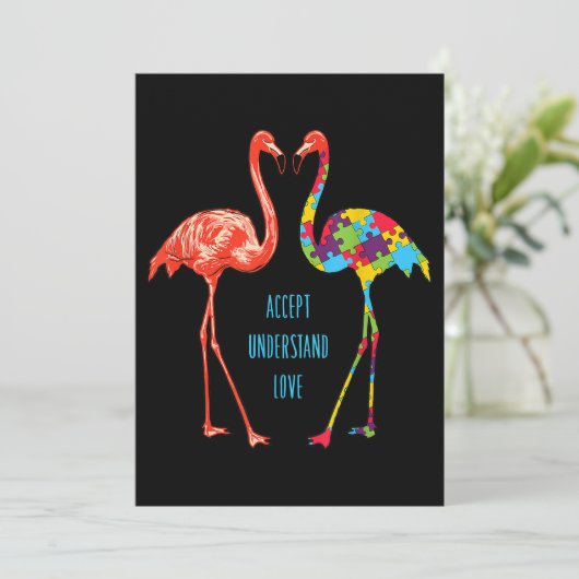 Save The Date Flamingo | Accept Understand Love Autism Flamingo (Debout devant)