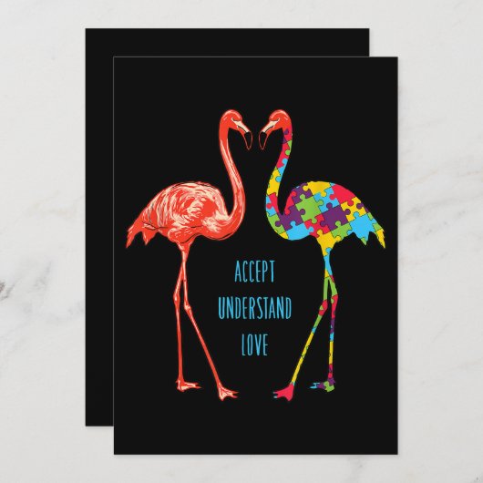 Save The Date Flamingo | Accept Understand Love Autism Flamingo (Devant / Derrière)