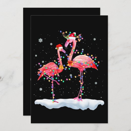 Save The Date Flamingo | Feu de Noël Tree Santa Hat Xmas (Devant / Derrière)