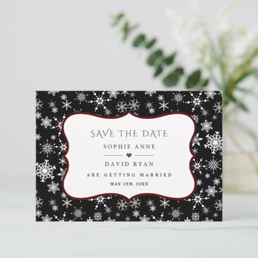 Save The Date Flammes de neige de vacances d'hiver Mariage Buffa (Debout devant)
