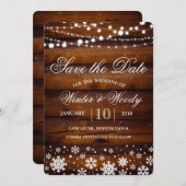 Save The Date Flammes de neige d'hiver Économisez la date Invita (Devant / Derrière)