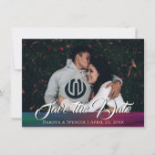 Save The Date Flammes vibrantes | Photo d'aquarelle couleur bijo (Devant)