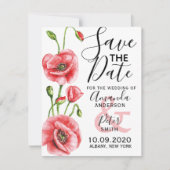 Save The Date Flandre Poppy Elegant Mariage d'aquarelle (Devant)
