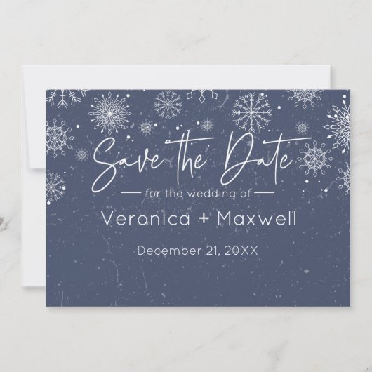 Save The Date Flèche de neige simple et élégante bleu foncé hive (Devant)