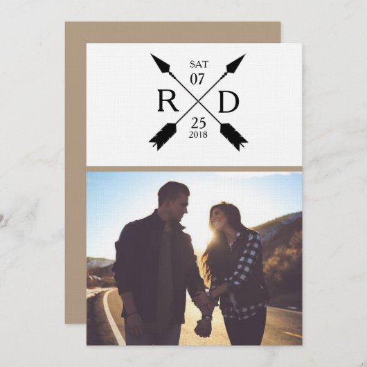 Save The Date Flèche rustique | Enregistrer la date | Mariage ph (Devant / Derrière)