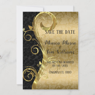 Save The Date Flèches D'Or Et Damas