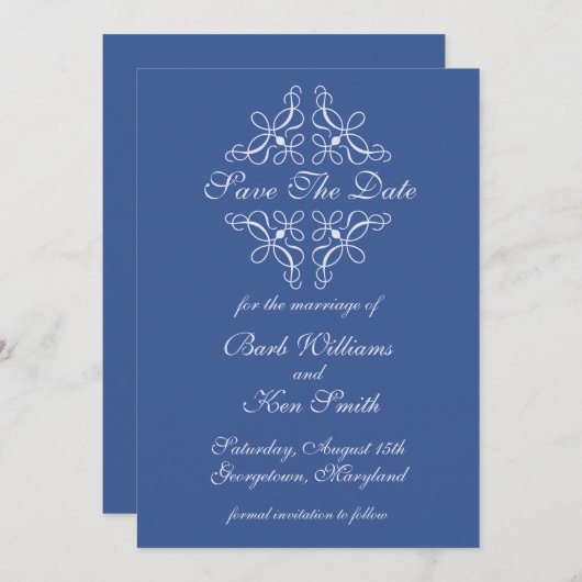 Save The Date Flèches en bleu Enregistrer la date (Devant / Derrière)