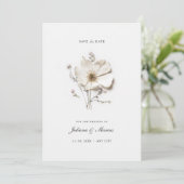 Save The Date Fleur blanche chic pressée (Debout devant)