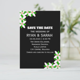 Save The Date Fleur blanche et verte minimaliste