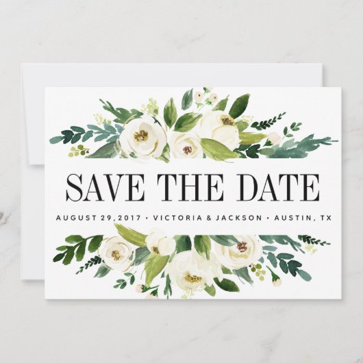 Save The Date Fleur blanche | Floral MARIAGE Photo enregistrer l (Devant)