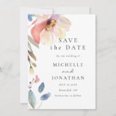 Save The Date Fleur blanche rose simple Mariage chrétien moderne (Devant)