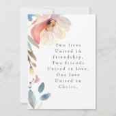 Save The Date Fleur blanche rose simple Mariage chrétien moderne (Dos)