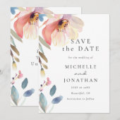 Save The Date Fleur blanche rose simple Mariage chrétien moderne (Devant / Derrière)