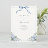 Save The Date Fleur Bleu Éphéméride de Mariage (Debout devant)