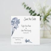 Save The Date Fleur Bleue Douce Mariage Épargnez la Date (Debout devant)
