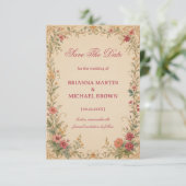 Save The Date Fleur botanique vintage (Debout devant)