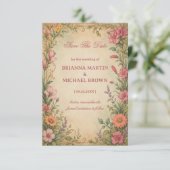 Save The Date Fleur botanique vintage (Debout devant)