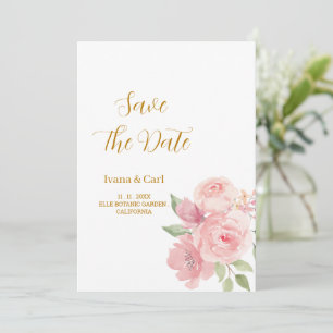 Save The Date Fleur d'aquarelle ROSE