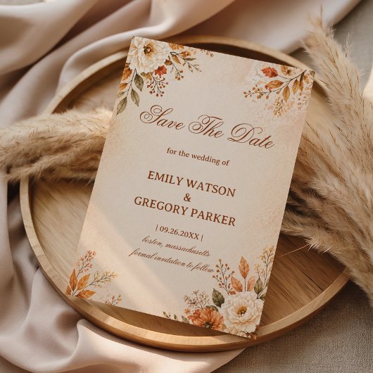 Save The Date Fleur d'Automne Chaud