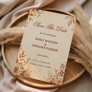 Save The Date Fleur d'Automne Chaud