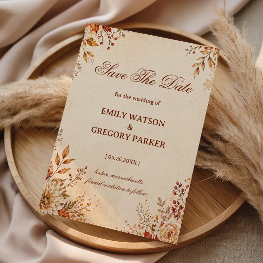 Save The Date Fleur d'Automne Chaud