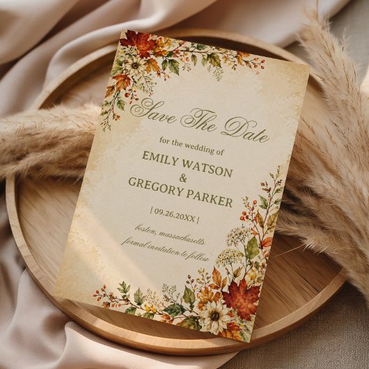 Save The Date Fleur d'automne vintage