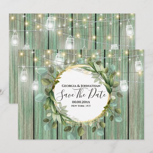 Save The Date Fleur de campagne bois maçonnerie chaine de fleur  (Devant / Derrière)