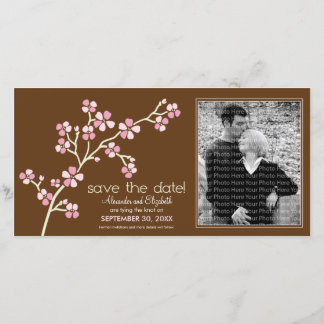 Save The Date Fleur de cerise rose/Brown Enregistrer la date Pho